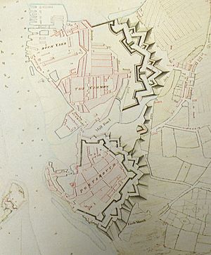 1773 map of portsmouth showing the town and dock defences