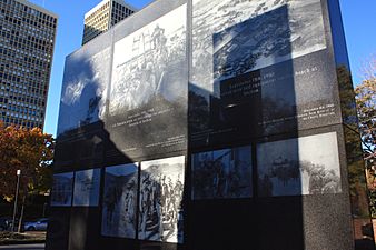 A405, Philadelphia Korean War Memorial, north image panel, from the southeast