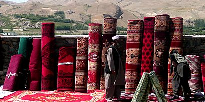 Afghan carpets being sold