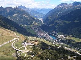 Airolo, seen from St. Gotthard Pass road