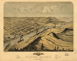 Birds eye view of the city of Grand Haven, Ottawa Co., Michigan 1868. LOC 73693426