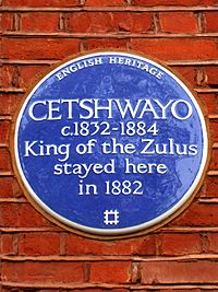 CETSHWAYO c1832-1884 King of the Zulus stayed here in 1882