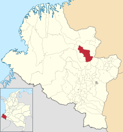 Location of the municipality and town of Policarpa, Nariño in the Nariño Department of Colombia.