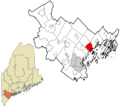 Cumberland County Maine incorporated and unincorporated areas Yarmouth highlighted
