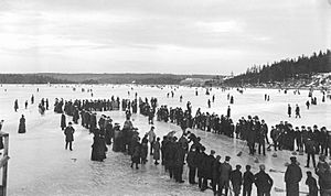 Curling on a lake in Dartmouth, Nova Scotia, Canada, ca. 1897