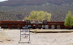 Fry Canyon Lodge, one of the few structures in the area, April 2006