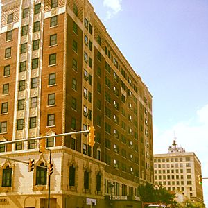 The Genesis Towers (originally the Hotel Gary) and Gary State Bank Building in downtown Gary