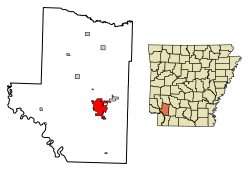 Location of Hope in Hempstead County, Arkansas.