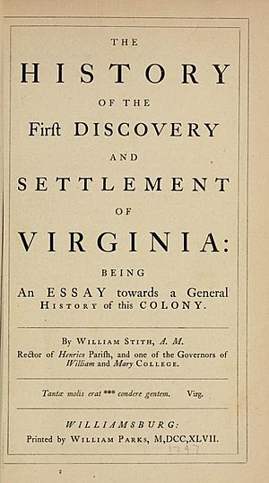 History of the First Discovery of Virginia 1747