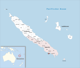 Location of the commune (in red)within New Caledonia