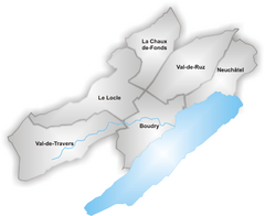Map Canton Neuchatel districts
