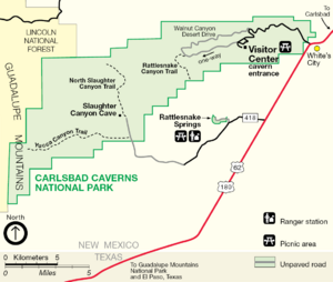 Map of Carlsbad Caverns National Park