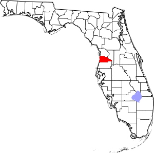 Map of Florida highlighting Hernando County