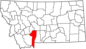 Map of Montana highlighting Gallatin County
