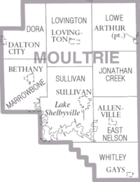 Map of Moultrie County Illinois