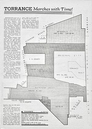 Map of Torrance annexations - Torrance Herald June 1936 - Torrance on Review - Torrance Lib Newspaper Archive - 00000027 page 1