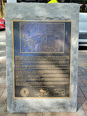 Mecklenburg declaration of independence plaque in Charlotte, NC