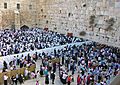 Men's and women's prayer areas at the Western Wall, seen from walkway to the Dome of the Rock