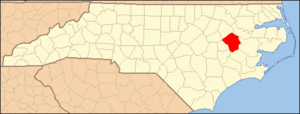 North Carolina Map Highlighting Pitt County