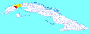 San Cristóbal municipality (red) within  Artemisa Province (yellow) and Cuba