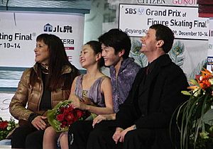 Shibutanis with Shpilband and Zoueva kiss & cry 2008-2009 JGPF