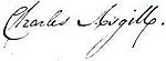 Sir Charles Asgill's signature cropped from Sarah Pratviel Marriage Allegation - 12 December 1755.jpg