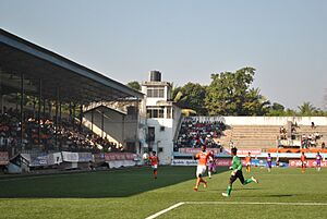Sporting Clube de Goa players in action against United SC of Kolkata in I-League
