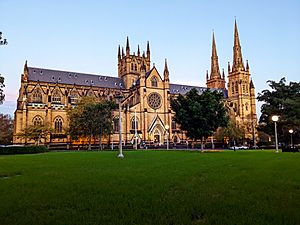St Mary's Cathedral as viewed from Hyde Park, Sydney