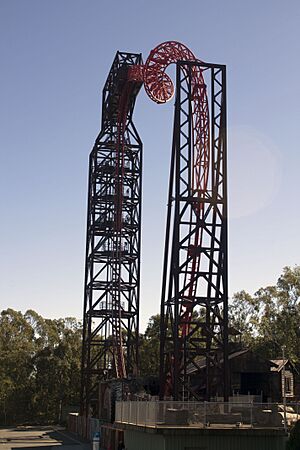 The BuzzSaw viewed from the entrance to Dreamworld.