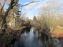 The Scantic River looking upstream in Hampden MA