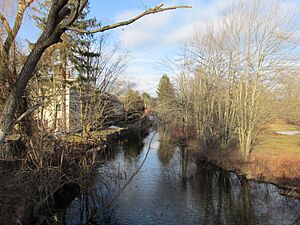 The Scantic River looking upstream in Hampden MA