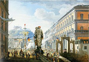 Veduta di Santa Lucia (Largo di Palazzo) e San Martino, Napoli,1799