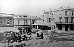 Waterhouse Chambers (1847) opp. Beehive Corner, Cnr King William & Rundle Streets, 1866