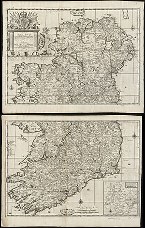 A new map of Ireland according to Sr. W. Petty (but supplied wth. many additions which are not in his survey nor in any other map) divided into its provinces, counties & barronies ... county maps (8643652942)