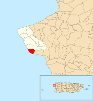 Location of Barrero within the municipality of Rincón shown in red