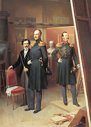 Bogdan Villevalde, Nicholas I of Russia and Alexander Nikolayevich in 1854