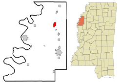 Location of Shelby, Mississippi