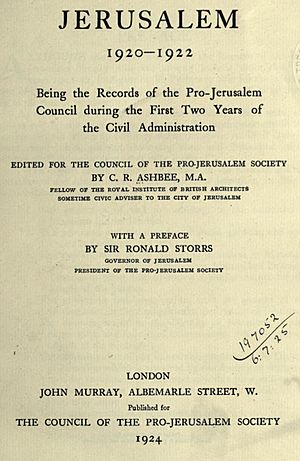 C.R. Ashbee, Jerusalem 1920-1922 (title page)