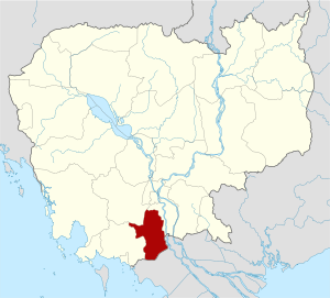 Map of Cambodia highlighting Takeo