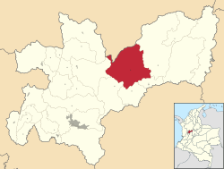 Location of the municipality and town of Pensilvania, Caldas in the Caldas Department of Colombia.