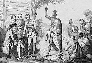Conference Between the French and Indian Leaders Around a Ceremonial Fire by Vernier