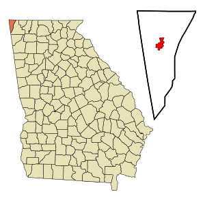 Location in Dade County and the state of Georgia