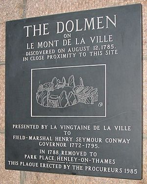 Dolmen plaque Mont de la Ville Jersey