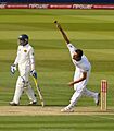 Finn bowling against Sri Lanka at Lord's, 2011