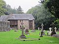 Graves outside LLandaff Cathedral, with view of structure