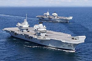 HMS Queen Elizabeth and HMS Prince of Wales meet at sea for the first time