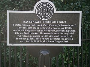 Hackensack Reservoir No.2 historical marker-Weehawken Heights