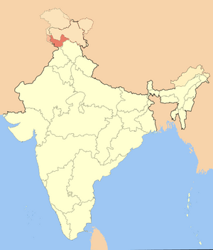 Map of Jammu division within Indian Kashmir, disputed territory