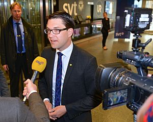 Jimmie Åkesson inför partiledardebatt i SVT