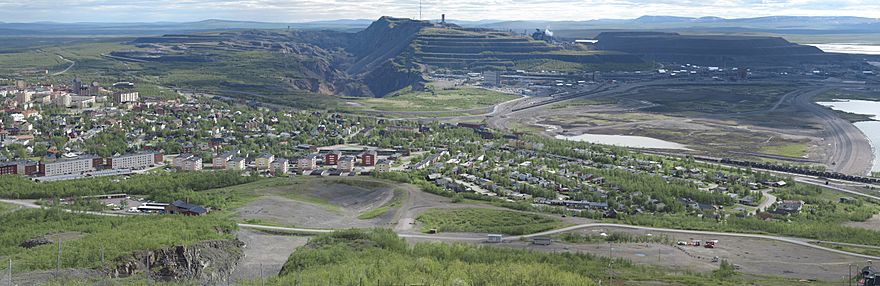 Panoramic view of Kiruna and the iron ore mine